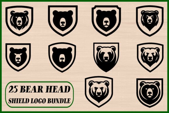 25 Bear Head Shield Logo Bundle