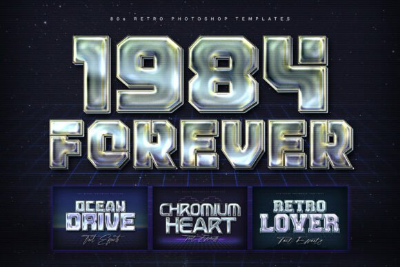 80s Retro Chrome Text Effects