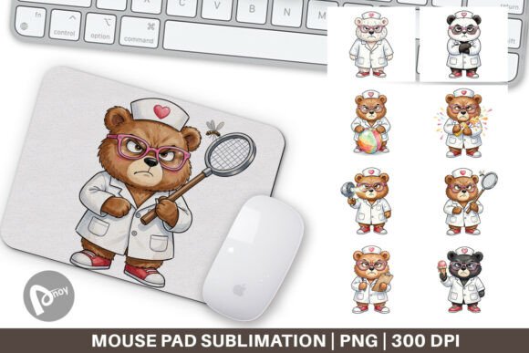 Angry Nurse Bear Mouse Pad Digital PNG