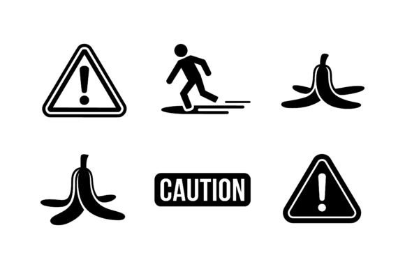 Banana Peel Caution Slip Vector Set