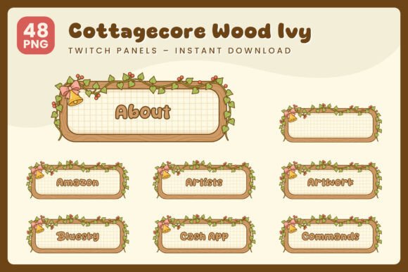 Cottagecore Wood Ivy Twitch Panels: A Nature-Inspired Stream Design