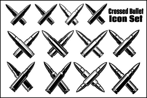Crossed Bullet Icon Set