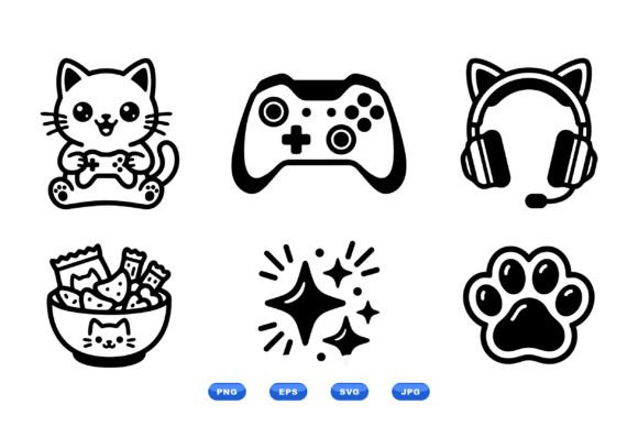 Cute Gamer Cat Icons Pack