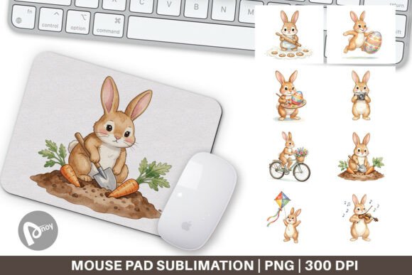 Enhance Your Workspace with an Active Hobby Easter Bunny Mouse Pad PNG and Sublimation Mouse Pad