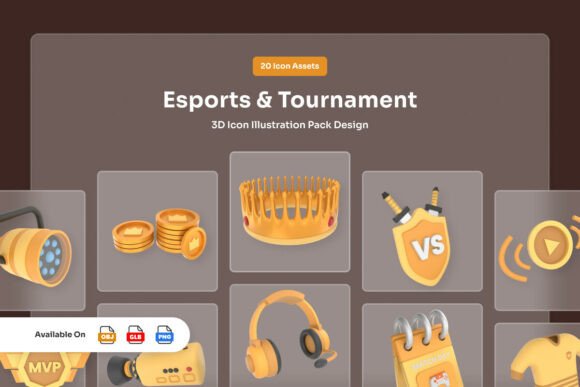 Esports Tournament 3D Icon Collection