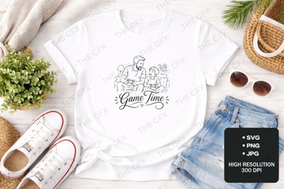 Father and Son Game Time T-Shirt Design: A Heartwarming Addition to Your Creative Workflow