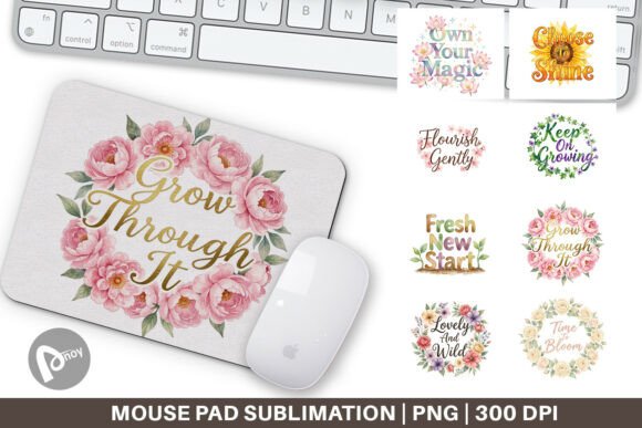 Floral Affirmation Quote Mouse Pad PNG