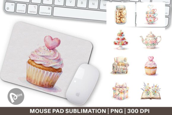 Floral Tea Party Watercolor Mouse Pad
