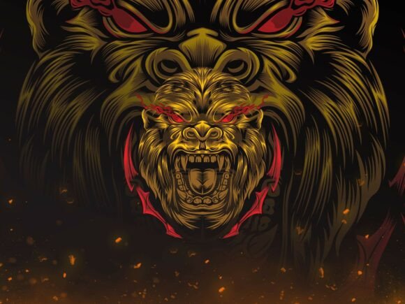 Golden Rage Gorilla – Esports Mascot Log
