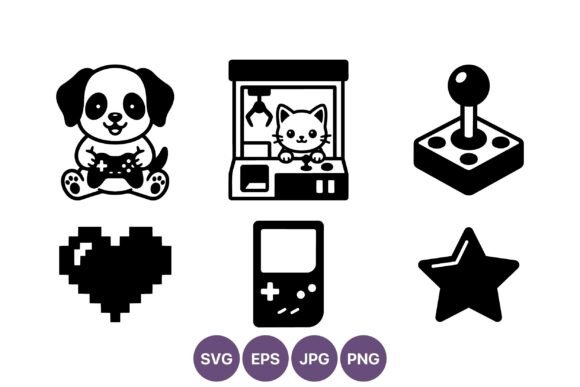 Kawaii Puppy Game Controller and Cat: A Unique Vector Art Set for Creative Projects