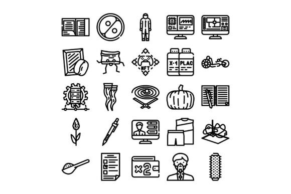 Line Icons Set Business Modern Technolog