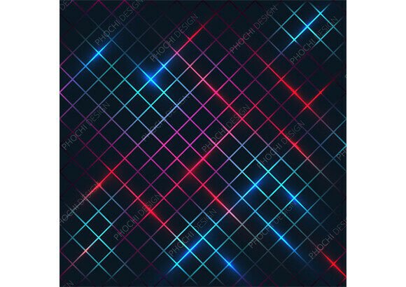 Neon Grid Pattern Blue Red Light Streaks for Futuristic Tech Design