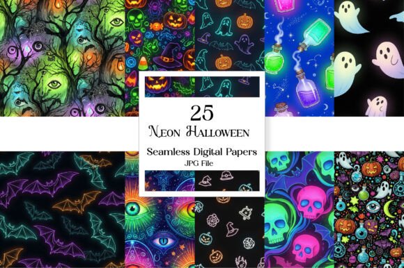 Neon Halloween Digital Paper
