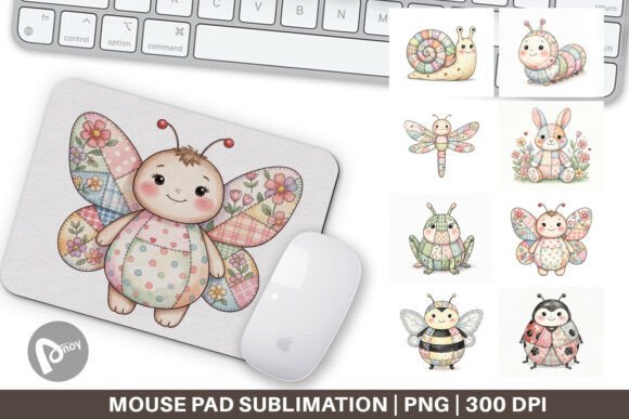 Patchwork Garden Animal Mouse Pad PNG