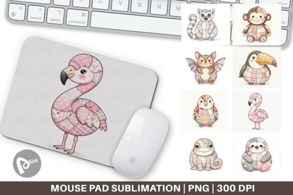 Patchwork Tropical Animals Mouse Pad PNG: A Creative Addition to Your Workspace