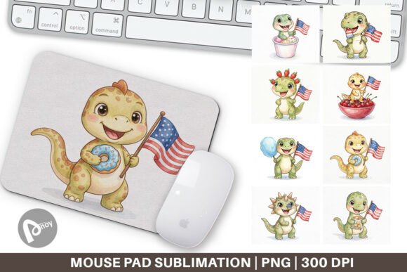 Patriotic Watercolor Dino Mouse Pad: A Strategic Tool for Creativity and Productivity