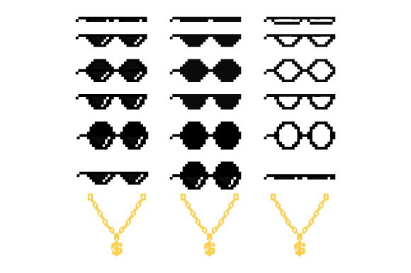 Pixel Glasses Icons Set