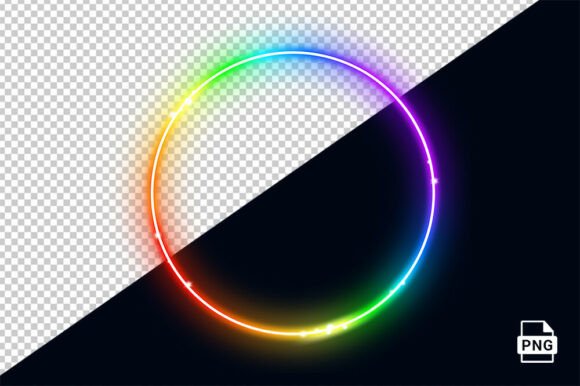 Rainbow Neon Circle Frame PNG: A Versatile Design Tool for Modern Creators