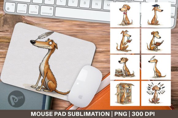 Scholarly Dog Watercolor Mouse Pad PNG: A Creative and Functional Desk Essential