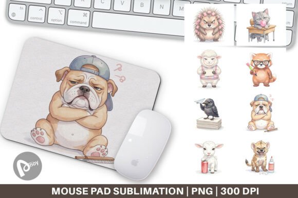 School Animal Watercolor Mouse Pad PNG: A Creative Addition to Your Workspace