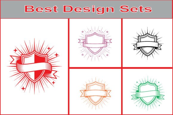 Shield Badge Ribbon SVG Bundle Set