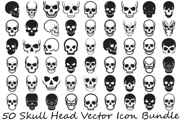 Skull Head Vector Icon Bundle: A Versatile Tool for Dark Design Projects