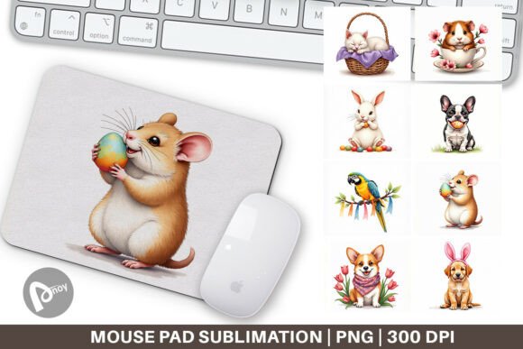 Spring Pets Watercolor Mouse Pad