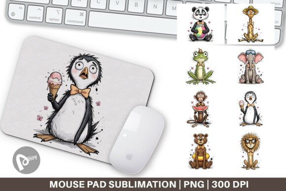 Summer Animal Sketch Mouse Pad PNG: A Creative Addition to Your Workspace