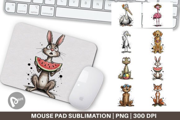 Summer Sketch Animals Mouse Pad Design: A Creative Addition to Your Workspace