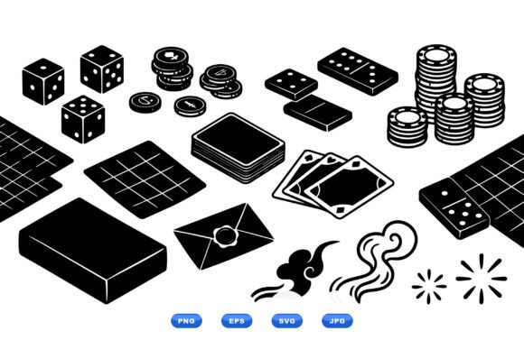 Vintage Game Night Clipart: A Playful Addition to Digital and Print Projects