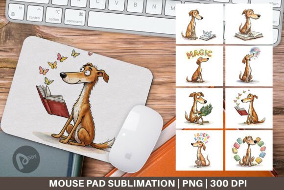 Watercolor Dog Storytime Mouse Pad PNG