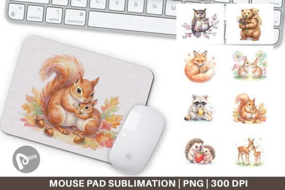Watercolor Forest Animal Mouse Pad PNG: A Creative Touch for Your Workspace
