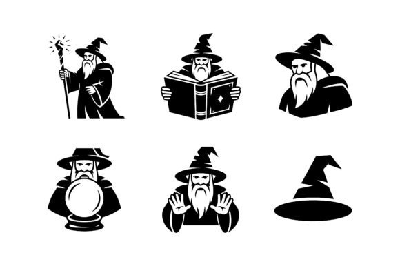 Wizard Sorcerer Magic Vector Set