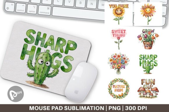 Wonky Floral Mouse Pad Sublimation PNG